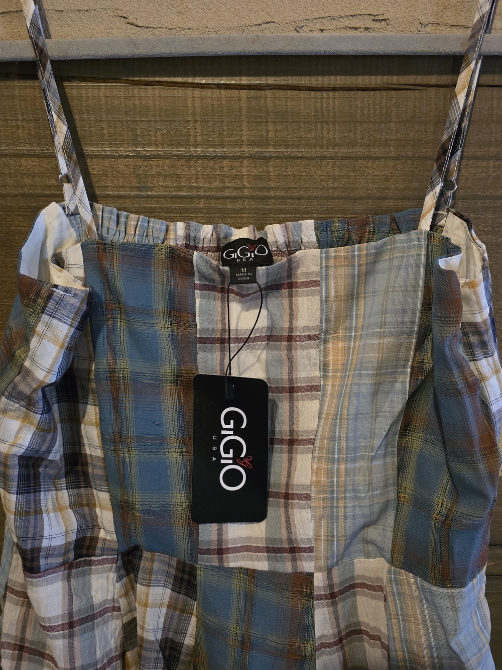 Plaid Patchwork Sundress - Blue & Cream - Picture 5 of 6